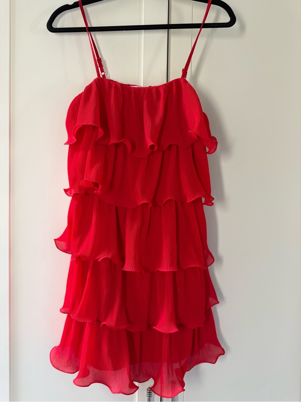 Sincerely Jules Bright Red Tiered Ruffle Dress